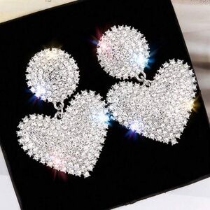 Elegant Rhinestone Heart Earrings